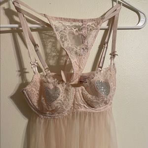 Blush Victoria’s Secret Heart Sequined Lingerie